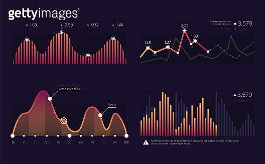 Vector image charts and diagrams for presentation or financial report ...