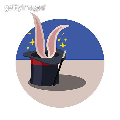 Circus hat with rabbit icon. Cartoon illustration of circus hat with ...