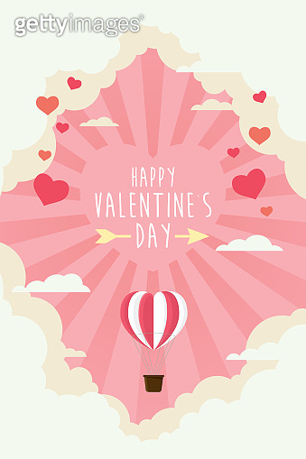 Valentine day heart balloon and hearts flying on the sky abstract ...