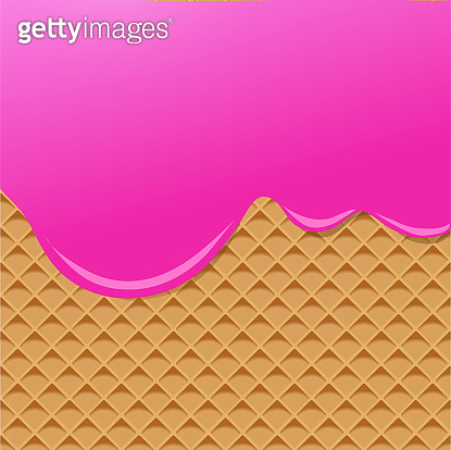 Raspberry Cream Melted on Wafer Background. Vector Illustration, eps 10