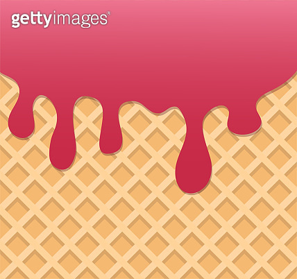 Raspberry Cream Melted on Wafer Background. Vector Illustration, eps 10