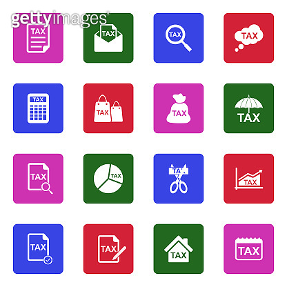 Tax Icon Square Tax Icons. White Flat Design In Square. Vector Illustration. 이미지 ...