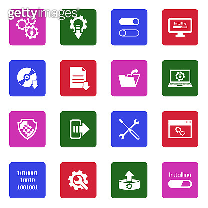 Setup Install Icon Setup, Installation And Configuration Icons. White Flat Design In ...