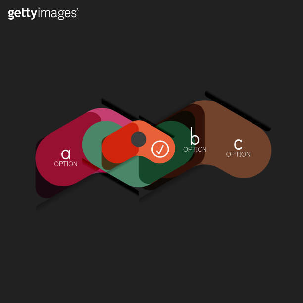 Flat design geometric infographics, arrow shape vector sticker or label ...