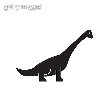 Brachiosaurus black vector concept icon. Brachiosaurus flat ...