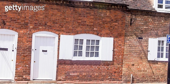 Facade of the vintage british building at the center of old town ...