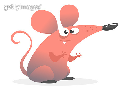 Funny cartoon pink mouse. Vector illustration isolated (976646104) 일러스트 ...