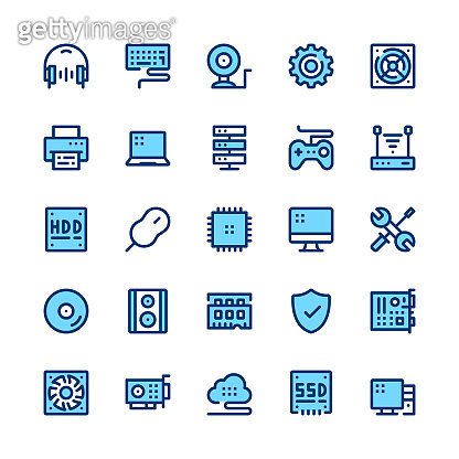 Computer Pdfmachine Icon Computer hardware, PC parts line icons set. Modern graphic design ...