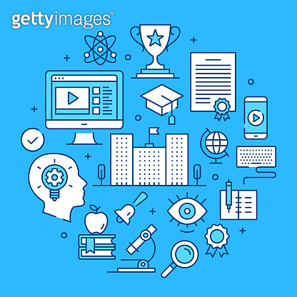 Education, elearning, online learning concepts line art. Modern ...