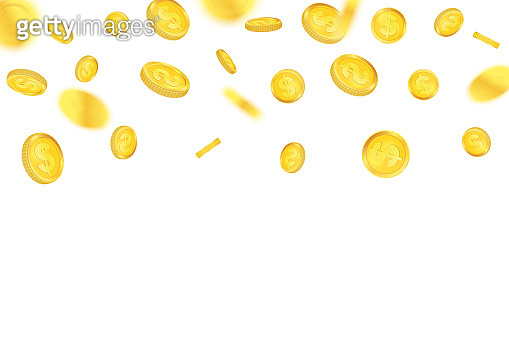Creative vector illustration of 3d gold coins floating in different ...