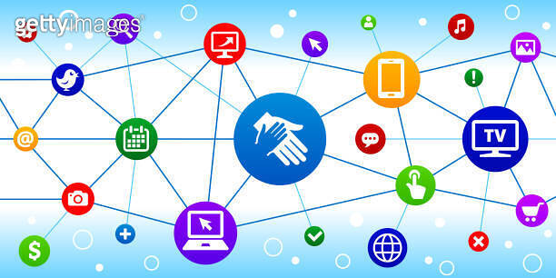 Holding Hand Internet Communication Technology Triangular Node Pattern ...