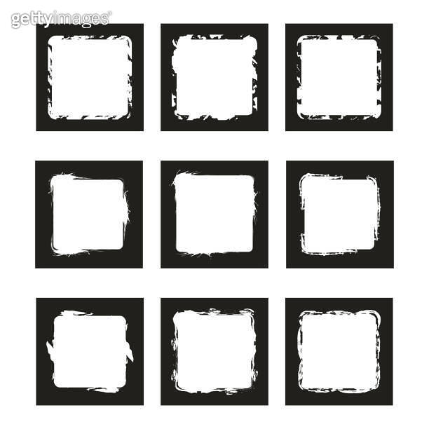 Vector squared frames with rough edge. Isolated borders. 이미지 ...