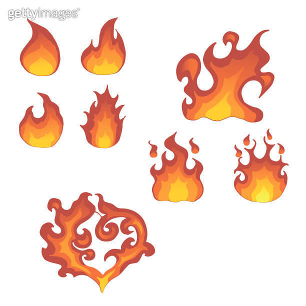 Fire Shape Ref Vector flame isolated. Different shapes of fire. Illustration. 이미지 ...