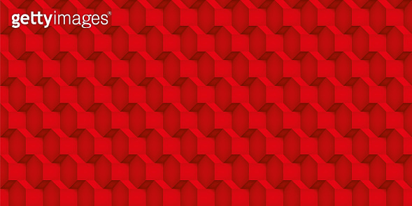 Volume realistic vector cubes texture, red geometric seamless pattern ...