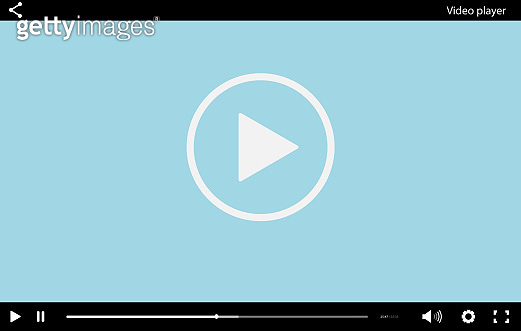 Blue flat Video player bar template for your design. Trendy Minimal ...
