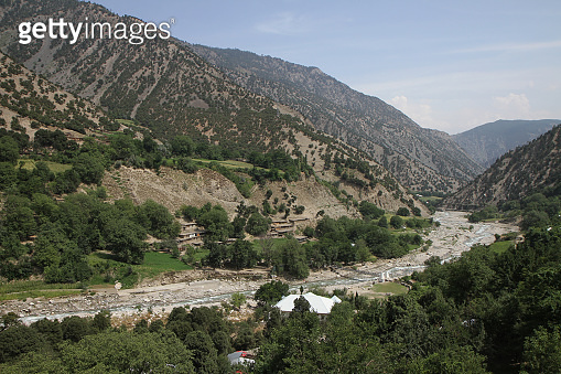 View of the remote Rumbur valley, one of the three valleys inhabited ...