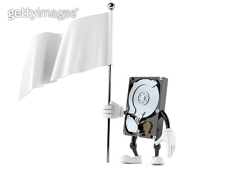 Computer Character Drive Image Hard disk drive character holding blank flag (1067606144) - 게티이미지뱅크