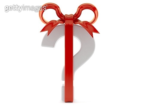 Question mark with red ribbon 이미지 (1076297302) - 게티이미지뱅크