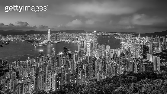 Panoramic view of Victoria Harbor and Hong Kong skyline 이미지 (1171010301 ...