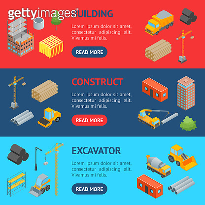 Construction of Multistory Building Concept Banner Horizontal Set 3d ...