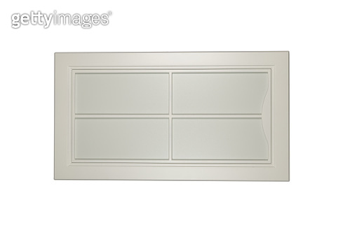 Detail close-up of a white frame facade for the kitchen