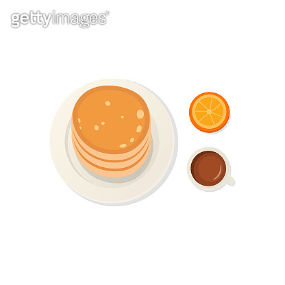 Breakfast fresh food and drinks top view. breakfast meal vector set ...