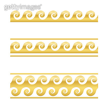 Golden wave pattern, greek meander design. Running dog pattern over ...