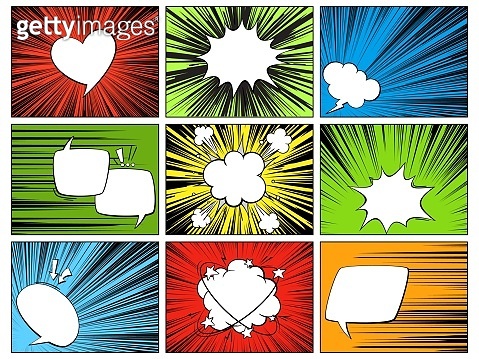 Random Rotation Text Dialog Comic Speech radial elements. Comic cartoon shapes for dialogs thinking and ...