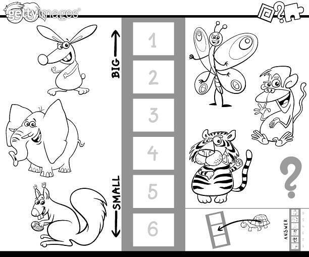 find largest and smallest animal game coloring book 이미지 (1184040749 ...