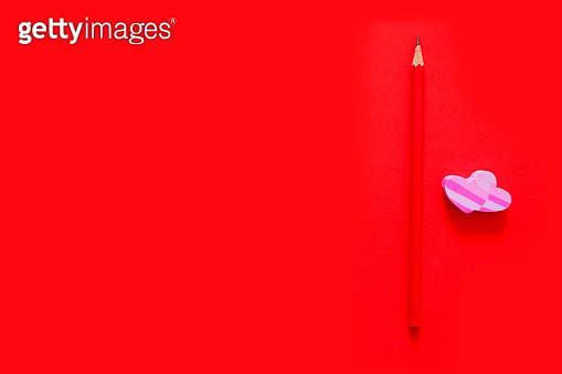 Used Love Pink and Purple Eraser Symbol for Valentine Day Concept ...