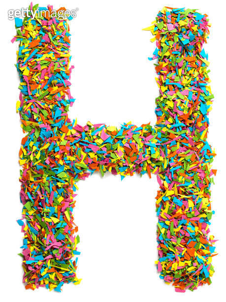 Colourful big English capital letter H isolated on white background ...
