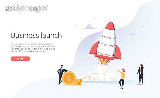 Business people launche rocket into the sky. Business growth. Business ...