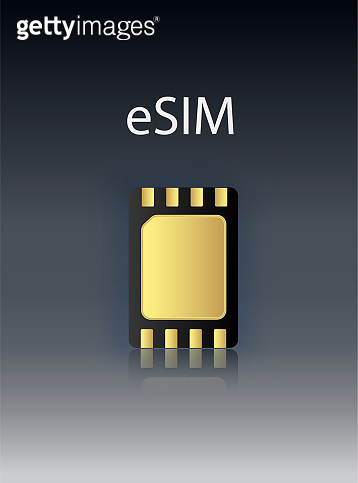 eSIM Embedded SIM card icon symbol concept. new chip mobile cellular ...