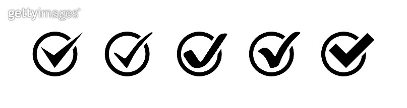 Check Mark collection. Check Mark black vector icons in a row, isolated ...