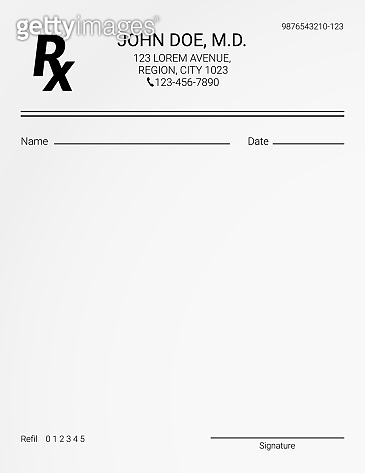 Blank Rx prescription form. Medical treatment and drugs list ...