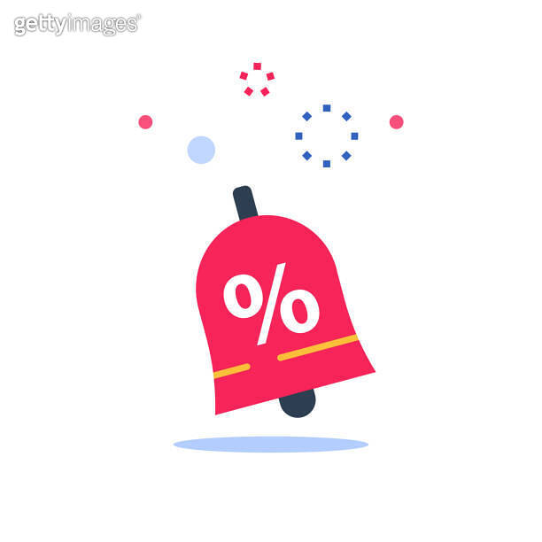 Marketing and promotion, sale announcement, ringing bell with ...
