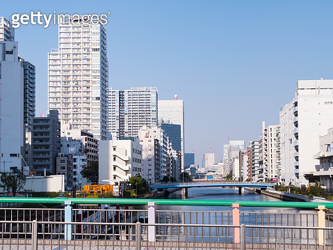 Cityscape of the Tokyo metropolitan area in Shibaura, Tokyo, Japan