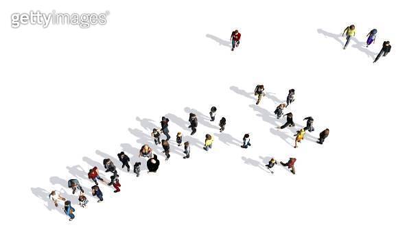 Row And Queue People, men and women to form a queue in a row - top view (1162303506 ...