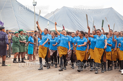 The Reed And Rite Umhlanga Reed Dance ceremony, annual traditional national rite, one of ...