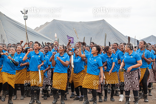 The Reed And Rite Umhlanga Reed Dance ceremony, annual traditional national rite, one of ...