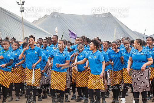 The Reed And Rite Umhlanga Reed Dance ceremony, annual traditional national rite, one of ...