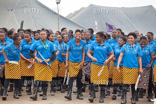 The Reed And Rite Umhlanga Reed Dance ceremony, annual traditional national rite, one of ...