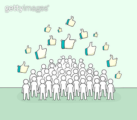 Crowd of working little people with like sings. (1164114772) 일러스트, 무료 ...