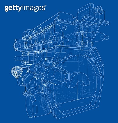 Engine sketch. Vector rendering of 3d 이미지 (1132021016) - 게티이미지뱅크