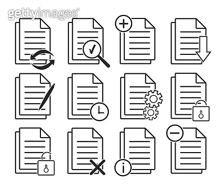 Document icons. Electronic documents icons. Paper icons. 이미지 ...