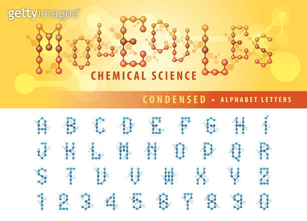Vector of abstract molecule cell Alphabet Letters and numbers ...