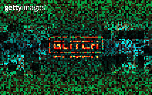 Broken Code Matrix Glitch matrix concept. Green pixel composition with color distortions ...