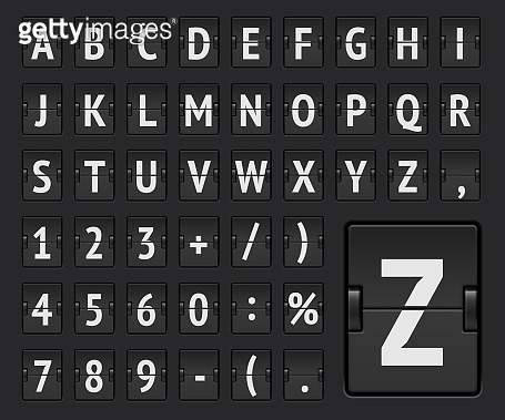Airline flip board regular alphabet to display flight destination or ...