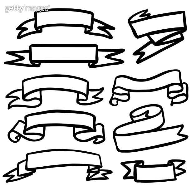 Vector Set of Black Doodle Outline Ribbons 이미지 (1182264620) - 게티이미지뱅크