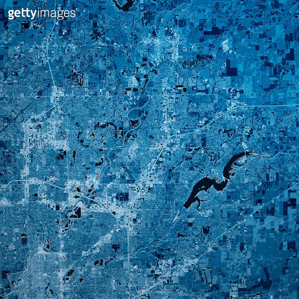 Fishers Indiana 3D Render Map Blue Top View Nov 2019 이미지 (1195017865 ...